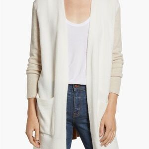 Madewell Three-Tone Color Block Cream Beige and Tan Cardigan